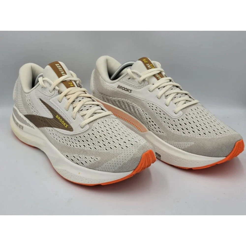 Men's Brooks Adrenaline GTS 24 Running Shoes Coconut/Portabella/Orange Size 11 D